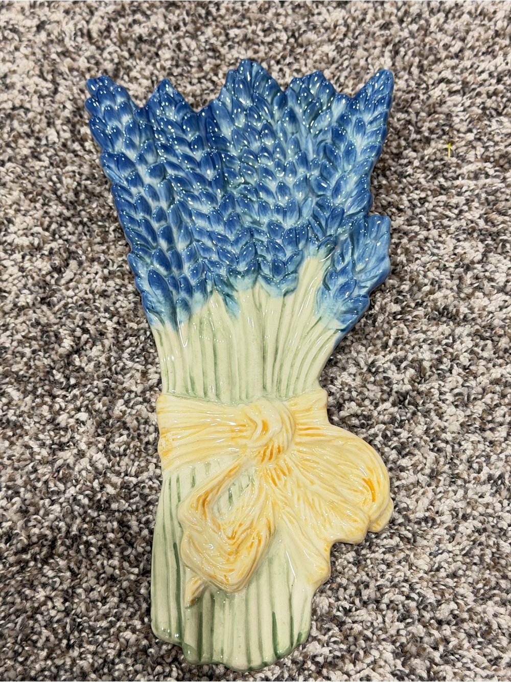 Hallmark Ceramic Blue Lavender Bunch Wall Plaque with Yellow Bow